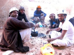 The main team of young bedouin climbers during climbing course on March 2017 with Wilfried Colonna.