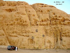 single pitch rock climbing Wadi Rum