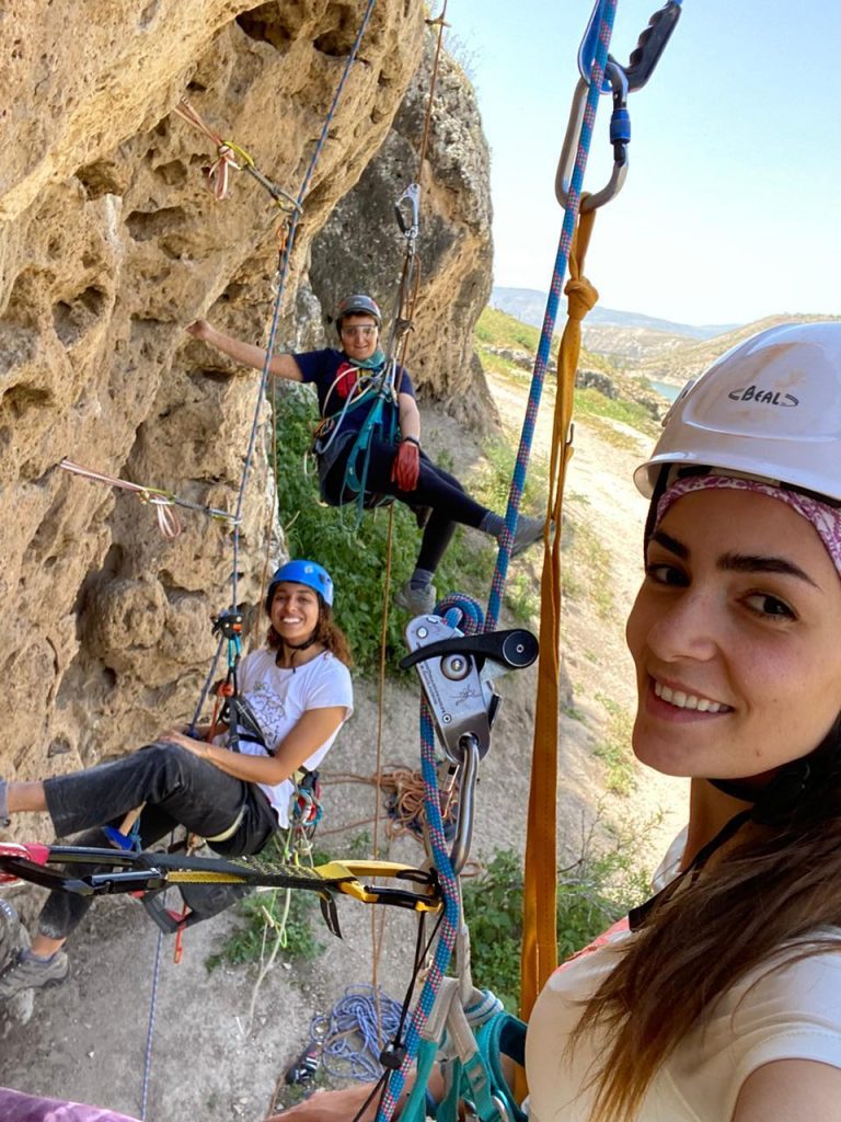 First ever female Jordan professional Rock Climbing Supervisors - Ahlam, Safa and Farah